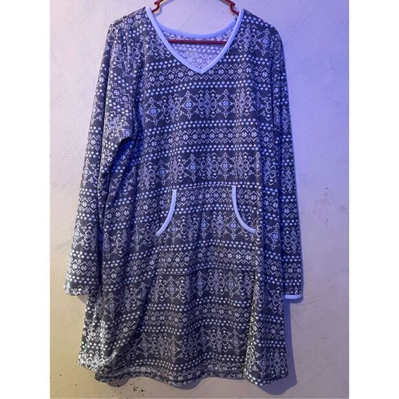 Croft & Barrow Fleece Long Sleeve Gown w/ pockets XXL Very Soft & Cozy - Picture 2 of 5